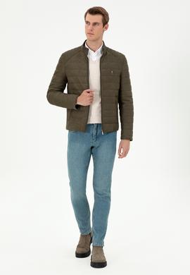 Erkek Haki Deri Ceket - 50297246011