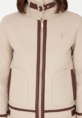 Kadın Ekru Deri Ceket - 50297261002