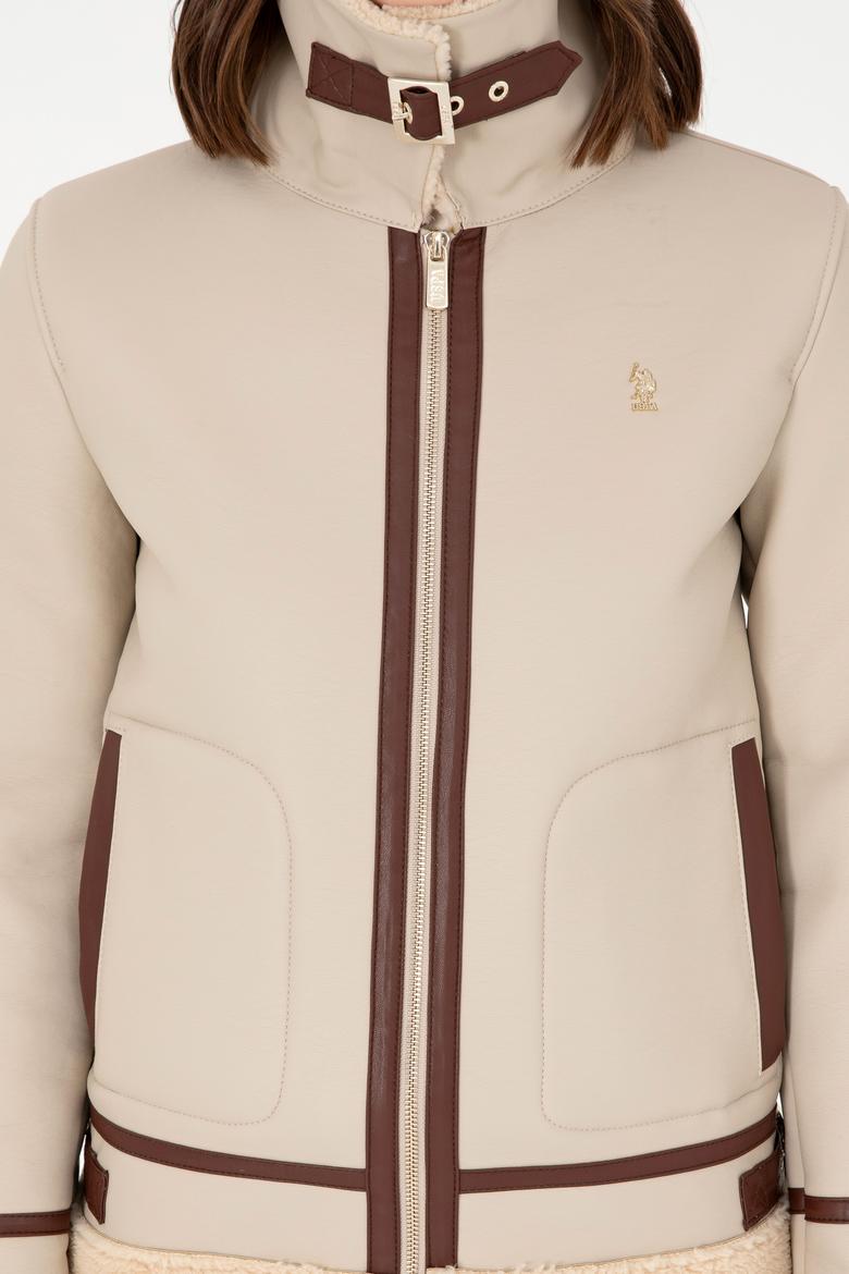 Kadın Ekru Deri Ceket - 50297261002