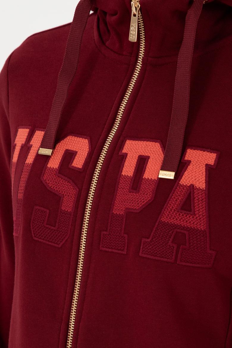 Kadın Bordo Basic Kapüşonlu Sweatshirt - 50289540061