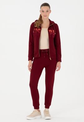 Kadın Bordo Basic Kapüşonlu Sweatshirt - 50289540061