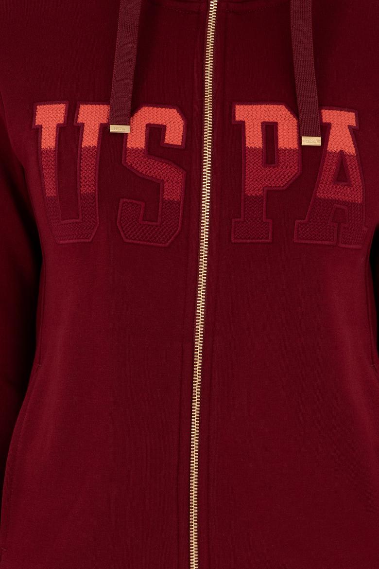 Kadın Bordo Basic Kapüşonlu Sweatshirt - 50289540061