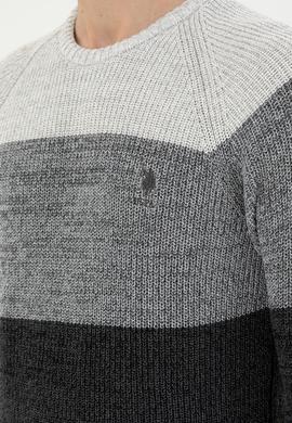 Erkek Slim Fit Bisiklet Yaka Antrasit Melanj Kazak - 50293017023