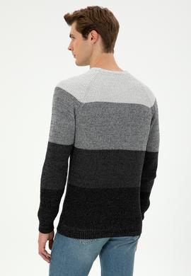 Erkek Slim Fit Bisiklet Yaka Antrasit Melanj Kazak - 50293017023