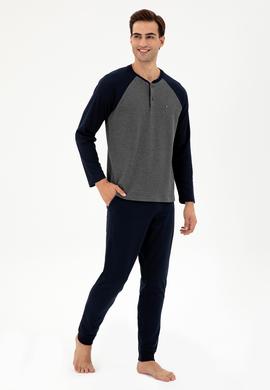 Erkek Antrasit Melanj Pijama Takımı - 50301726012