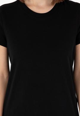 Kadın Siyah Bisiklet Yaka Basic Tişört - 50296152052