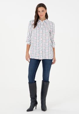 Kadın Krem Uzun Kollu Tunik Gömlek - 50296177010