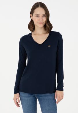 Kadın Lacivert V Yaka Sweatshirt - 50289542030