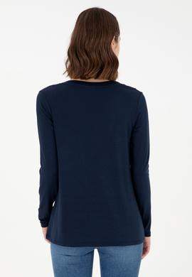 Kadın Lacivert V Yaka Sweatshirt - 50289542030