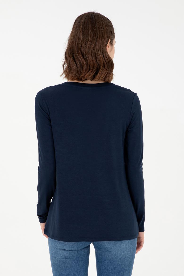 Kadın Lacivert V Yaka Sweatshirt - 50289542030