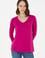 Kadın Fuşya V Yaka Sweatshirt