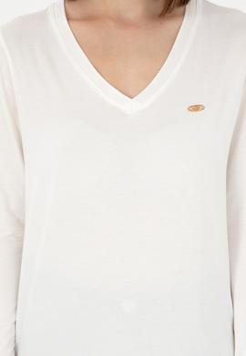 Kadın Krem V Yaka Sweatshirt - 50289542110