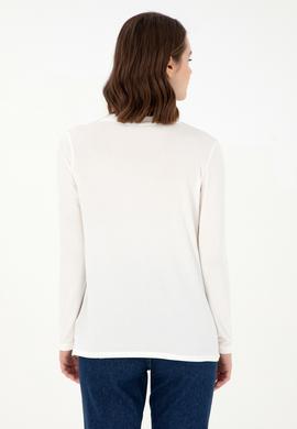 Kadın Krem V Yaka Sweatshirt - 50289542110