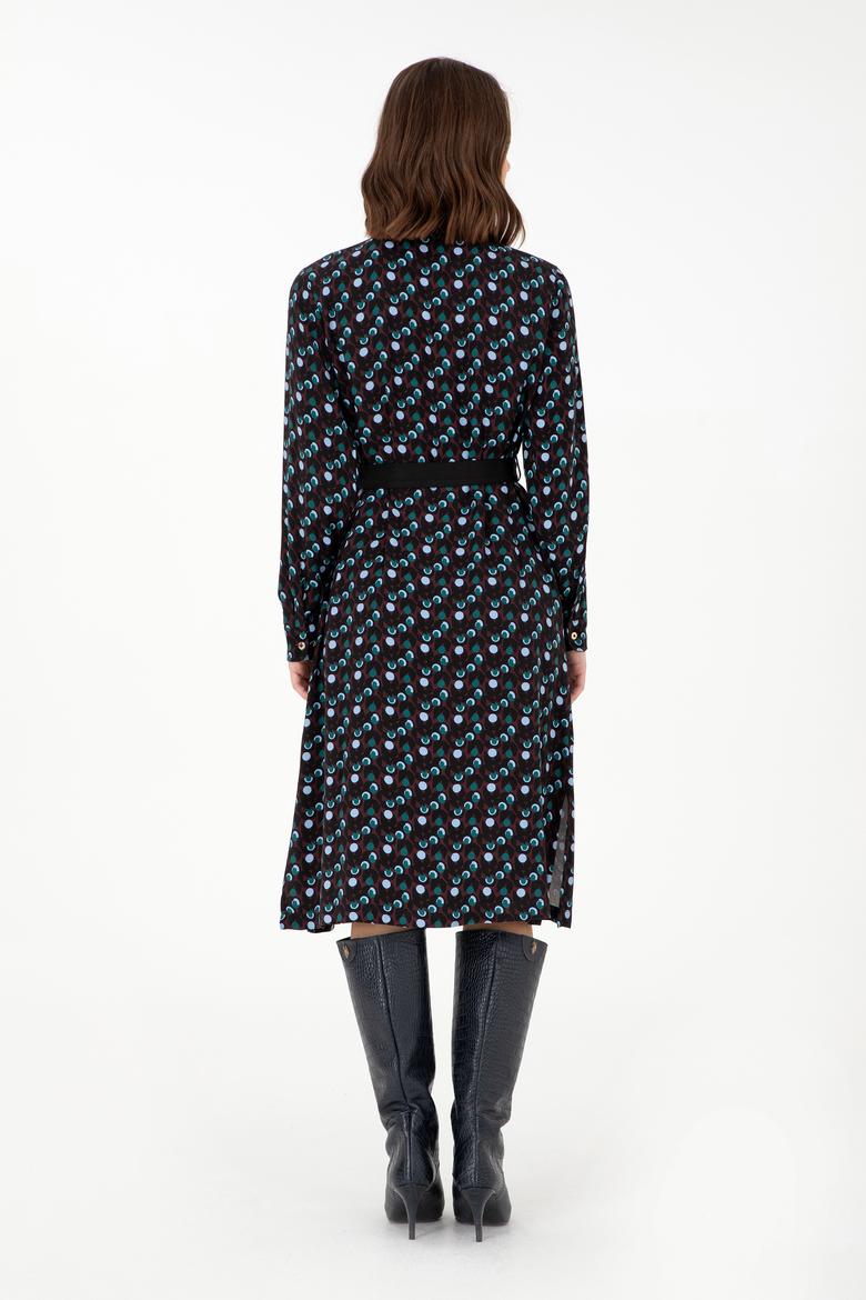 Kadın Bordo Midi Boy Dokuma Elbise - 50289834012