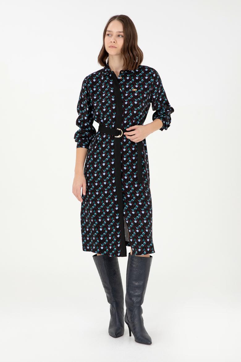 Kadın Bordo Midi Boy Dokuma Elbise - 50289834012