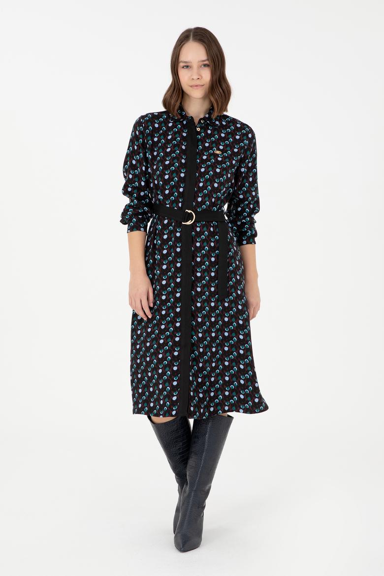 Kadın Bordo Midi Boy Dokuma Elbise