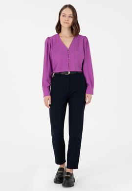 Kadın Menekşe Uzun Kollu Gömlek - 50292395003