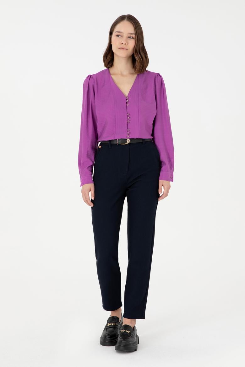 Kadın Menekşe Uzun Kollu Gömlek - 50292395003