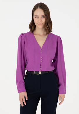 Kadın Menekşe Uzun Kollu Gömlek - 50292395003