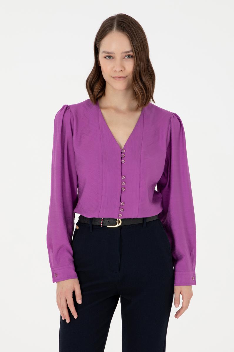 Kadın Menekşe Uzun Kollu Gömlek