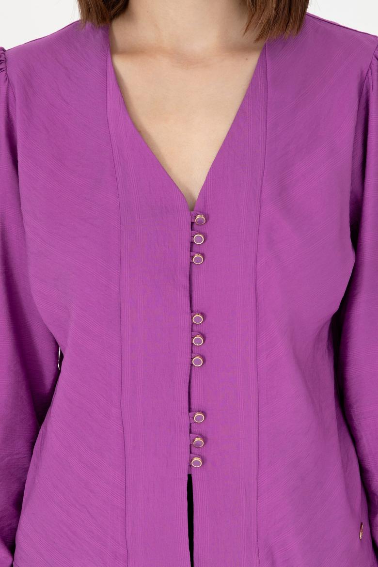 Kadın Menekşe Uzun Kollu Gömlek - 50292395003