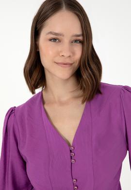 Kadın Menekşe Uzun Kollu Gömlek - 50292395003