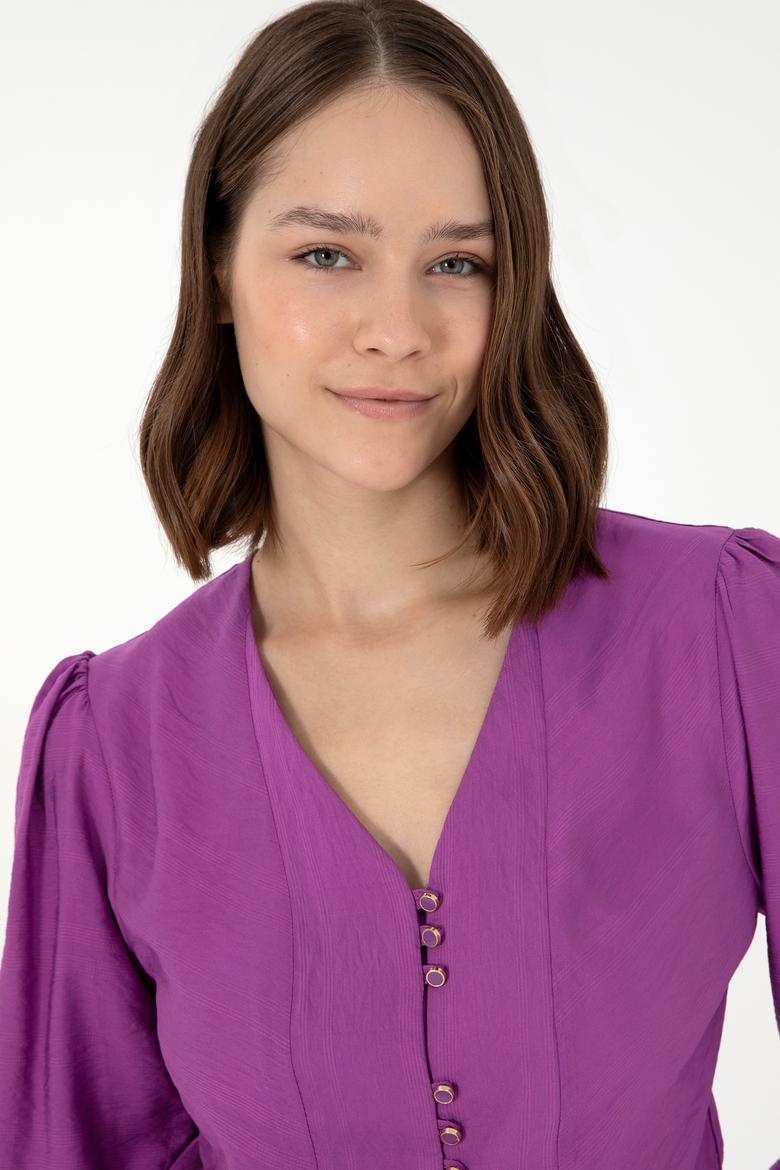 Kadın Menekşe Uzun Kollu Gömlek - 50292395003