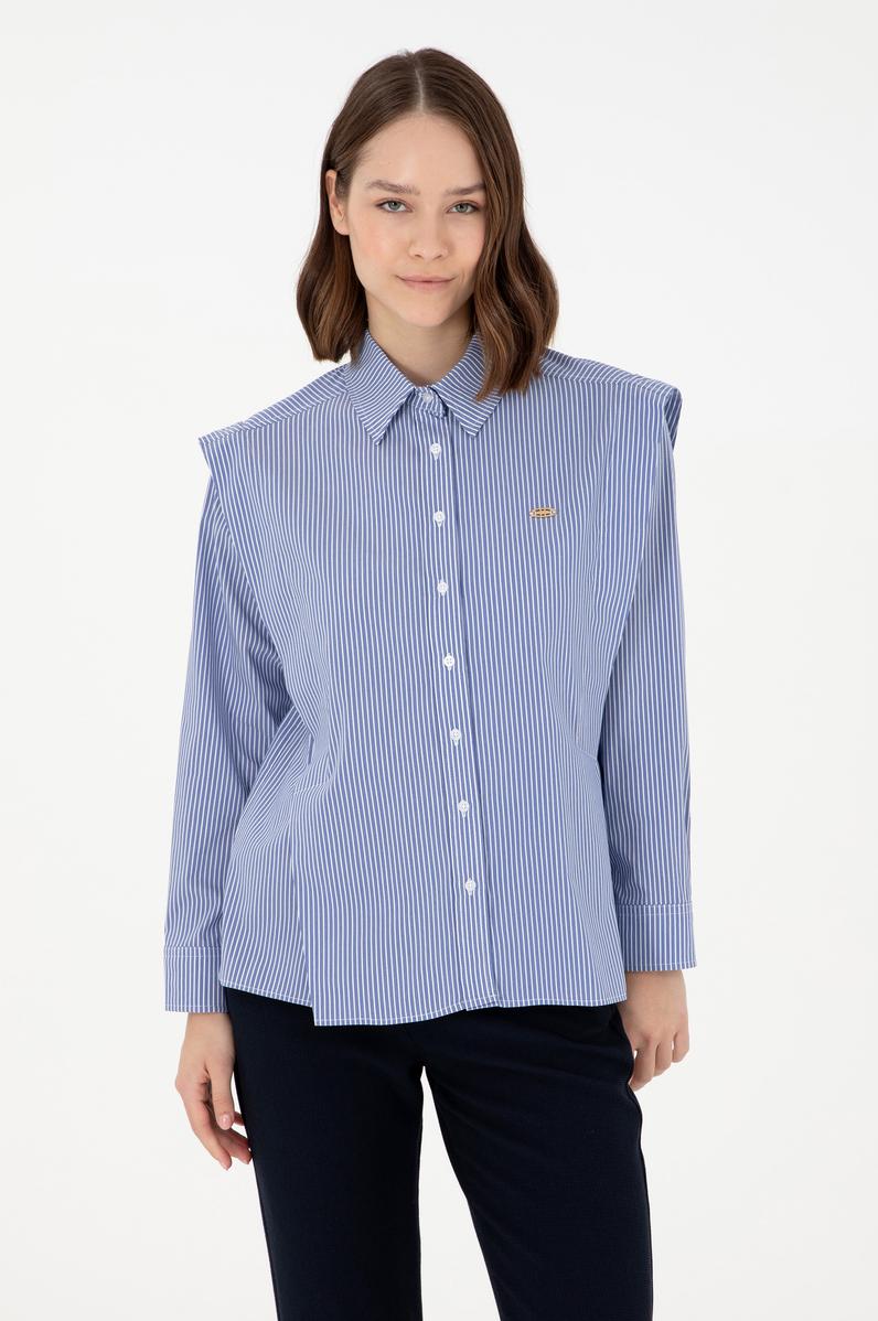 Kadın Saks Uzun Kollu Gömlek