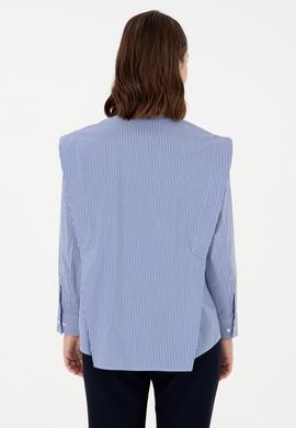 Kadın Saks Uzun Kollu Gömlek - 50293636007