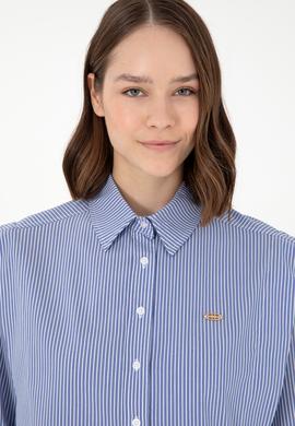 Kadın Saks Uzun Kollu Gömlek - 50293636007