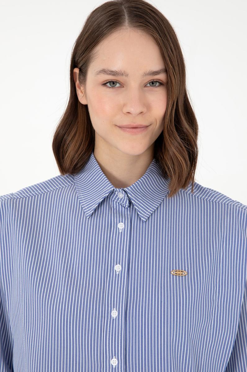 Kadın Saks Uzun Kollu Gömlek