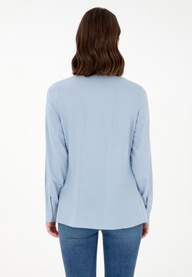 Kadın Açık Mavi Uzun Kollu Gömlek - 50297165034
