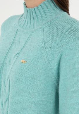 Kadın Su Yeşili Balıkçı Yaka Kazak - 50293141005