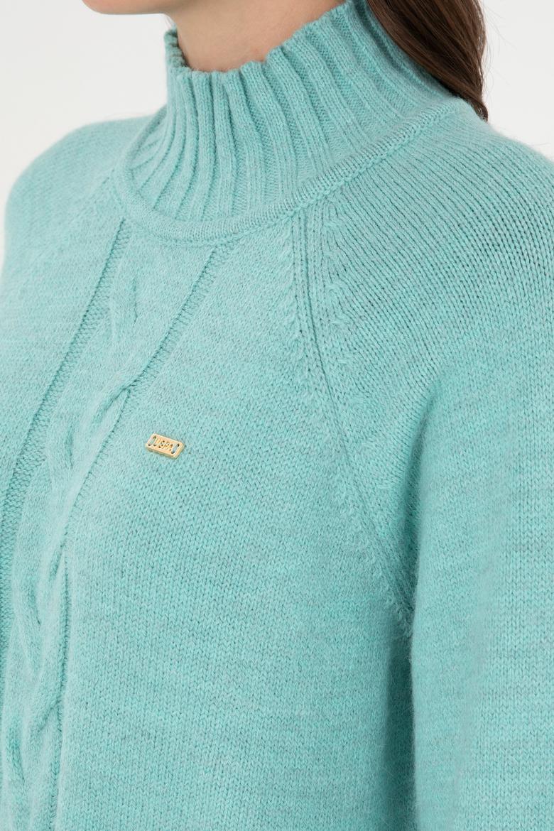 Kadın Su Yeşili Balıkçı Yaka Kazak - 50293141005