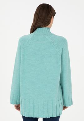 Kadın Su Yeşili Balıkçı Yaka Kazak - 50293141005