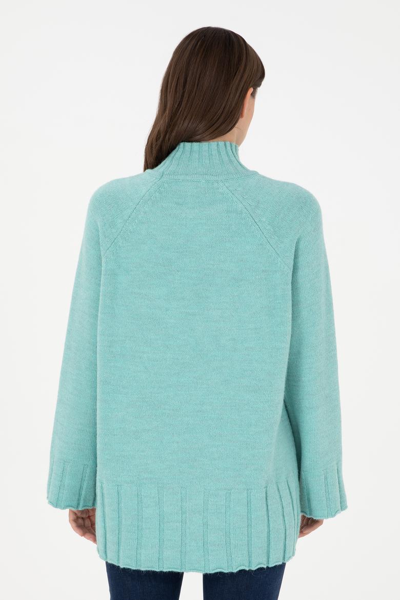 Kadın Su Yeşili Balıkçı Yaka Kazak - 50293141005