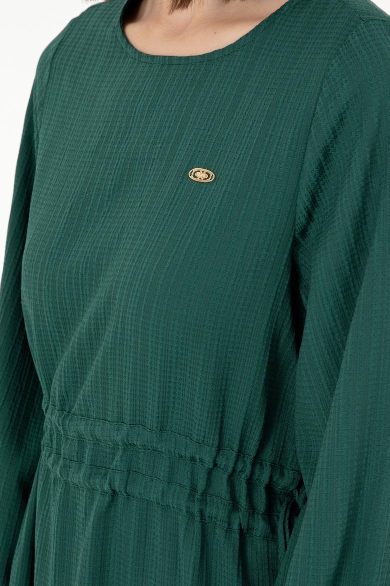 Kadın Koyu Yeşil Dokuma Elbise - 50289860004