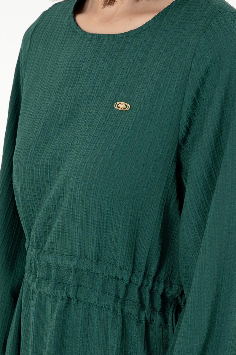 Kadın Koyu Yeşil Dokuma Elbise