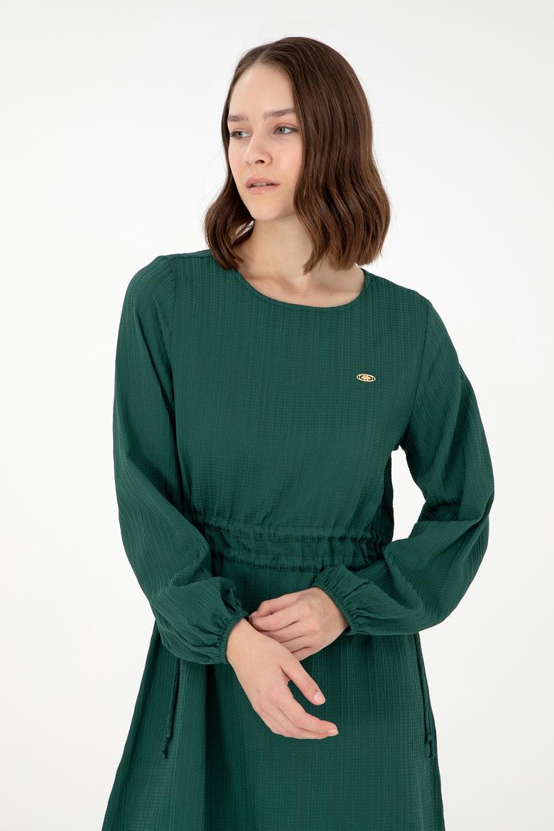 Kadın Koyu Yeşil Dokuma Elbise - 50289860004