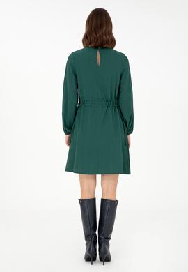 Kadın Koyu Yeşil Dokuma Elbise - 50289860004