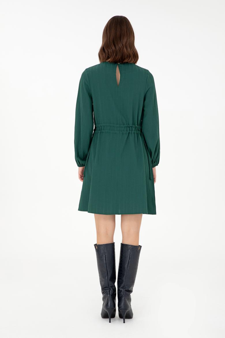 Kadın Koyu Yeşil Dokuma Elbise - 50289860004