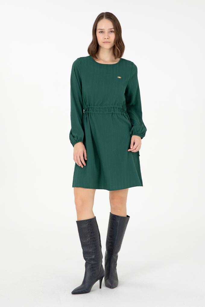 Kadın Koyu Yeşil Dokuma Elbise