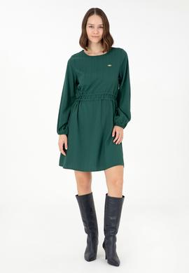 Kadın Koyu Yeşil Dokuma Elbise - 50289860004