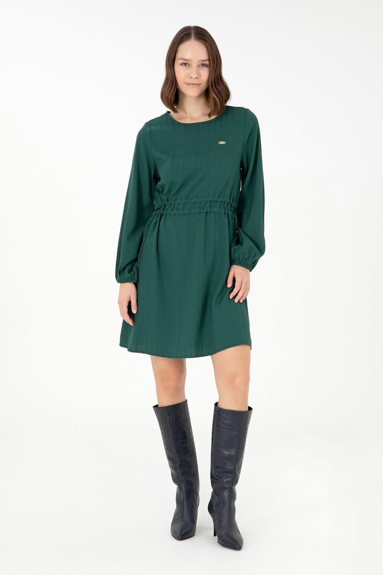 Kadın Koyu Yeşil Dokuma Elbise - 50289860004