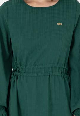 Kadın Koyu Yeşil Dokuma Elbise - 50289860004