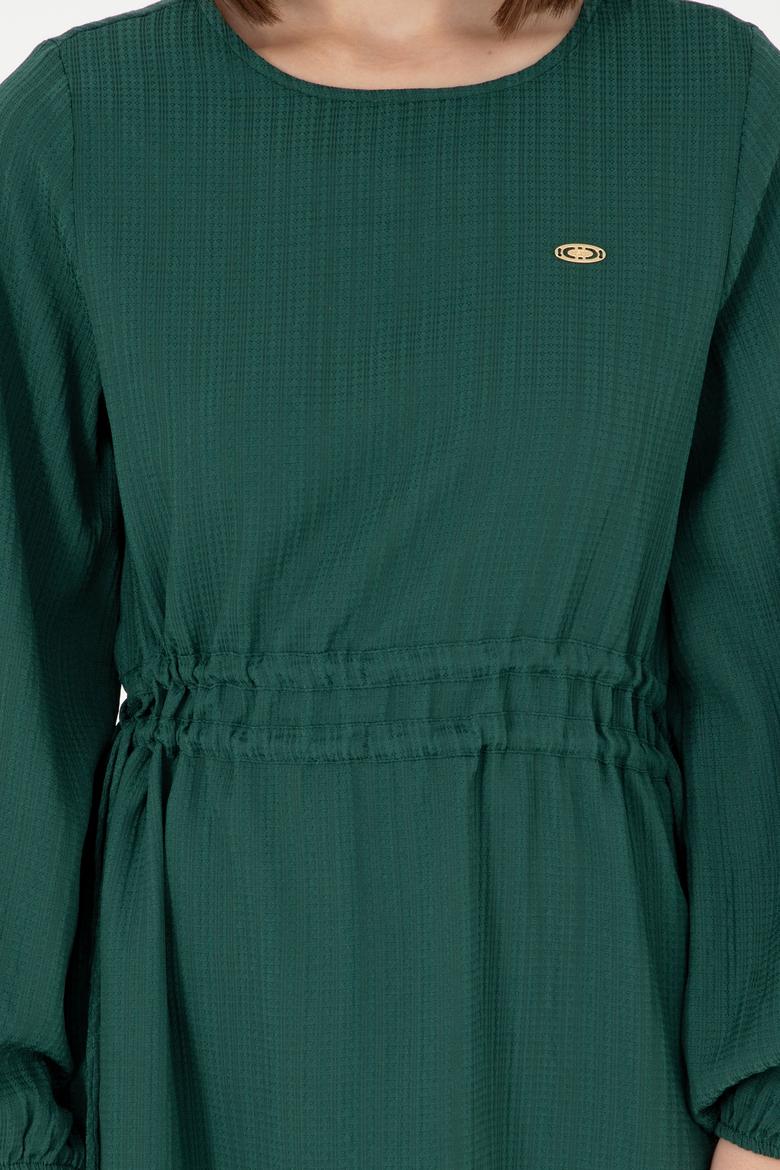Kadın Koyu Yeşil Dokuma Elbise - 50289860004