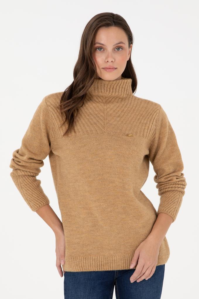 Kadın Camel Balıkçı Yaka Kazak