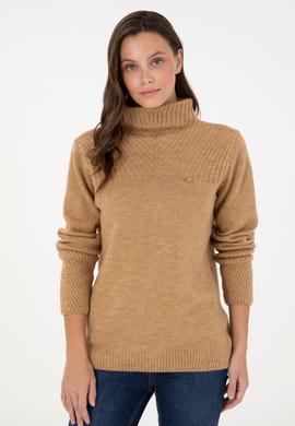 Kadın Camel Balıkçı Yaka Kazak - 50294257011