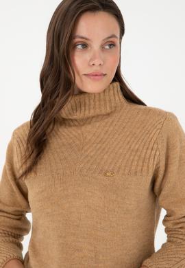 Kadın Camel Balıkçı Yaka Kazak - 50294257011