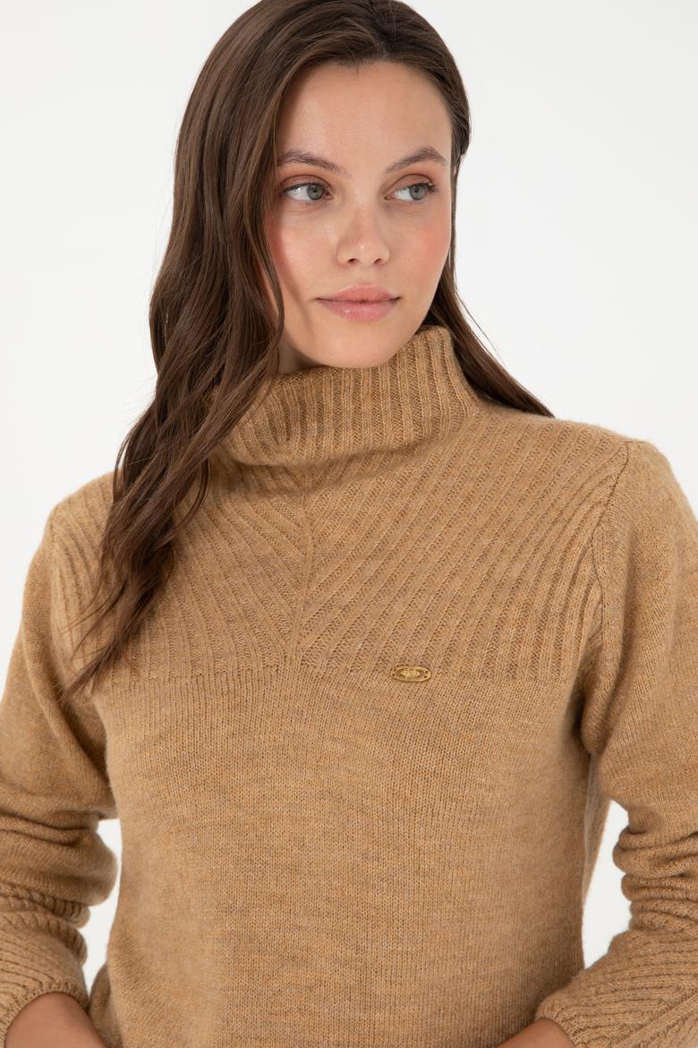 Kadın Camel Balıkçı Yaka Kazak - 50294257011